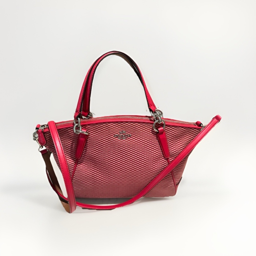 Coach Small Kelsey Satchel Crossbody bag Jacquard Coach in Red F57244